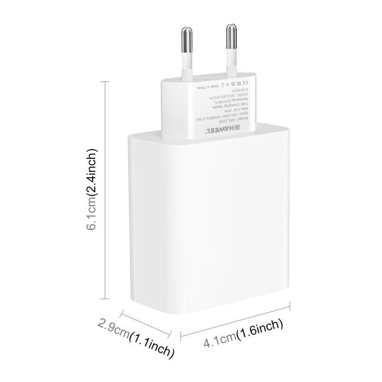 HAWEEL 20W Dual-Port Fast Charger Adapter, EU Plug, Dual-Port Charger EU Plug