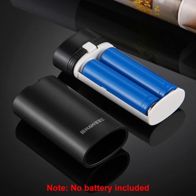 HAWEEL DIY 2x 18650 Battery (Not Included) 5600mAh Power Bank Shell Box with USB Output & Indicator, DIY 2 Batteries(Black)