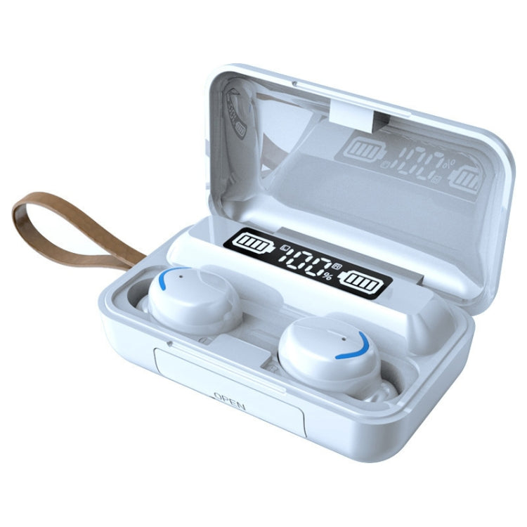 F9-5C LED Light + Digital Display Noise Reduction Bluetooth Earphone with Hand Strap, F9-5C LED Light with Strap White, F9-5C LED Light with Strap Black