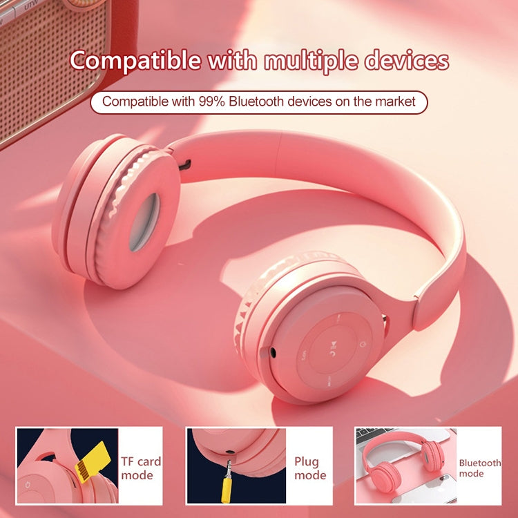 Y08 Hifi Sound Quality Macaron Bluetooth Headset, Supports Calling & TF Card & 3.5mm AUX