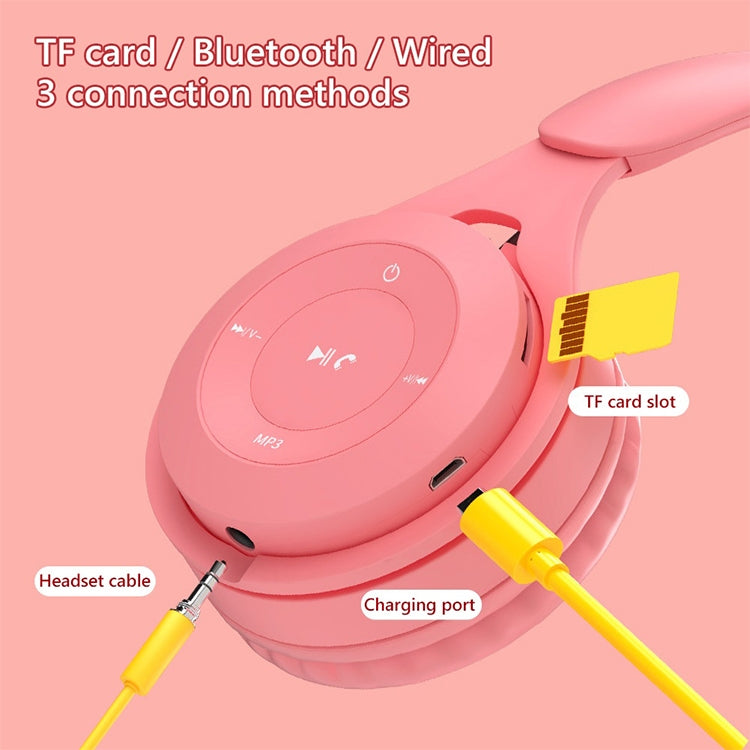Y08 Hifi Sound Quality Macaron Bluetooth Headset, Supports Calling & TF Card & 3.5mm AUX