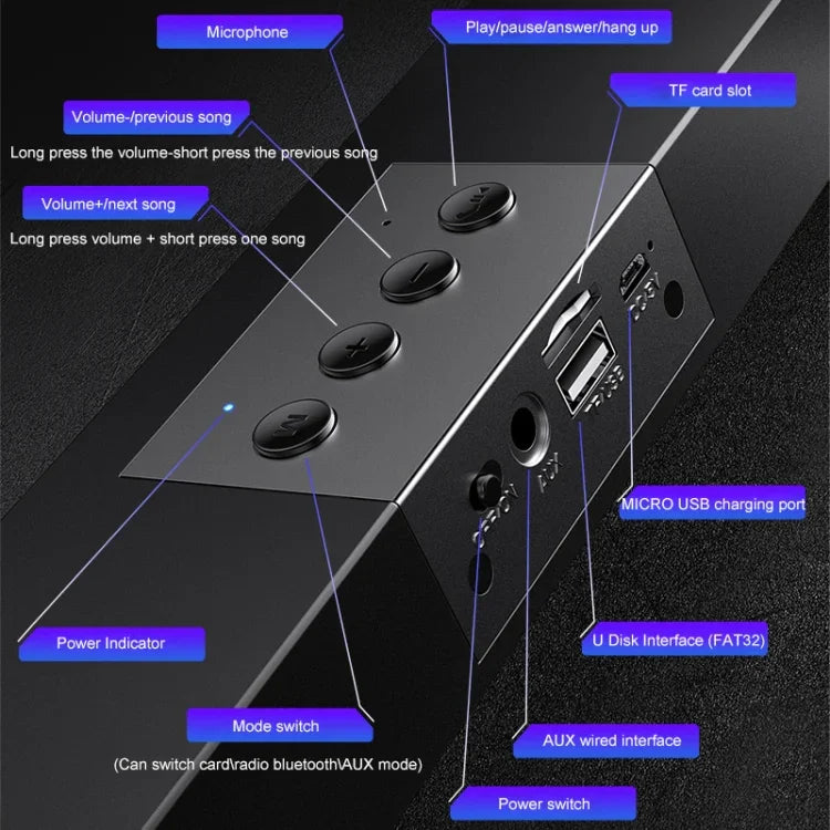 YINDIAO A36 Bluetooth 5.0 Smart Subwoofer Computer Wireless Bluetooth Speaker, Bluetooth Upgrade Version, Bluetooth Upgrade Version(Black)