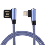1m 2.4A Output USB to 8 Pin Double Elbow Design Nylon Weave Style Data Sync Charging Cable, 8 Pin Dark Blue, 8 Pin Blue, 8 Pin Red, 8 Pin Coffee, 8 Pin Black