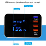 CDA33Q 40W QC 3.0 USB + 3 USB Ports + USB-C / Type-C Ports Multi-function Charger with LED Display, AU Plug, AU Plug