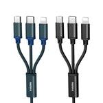 REMAX RC-131TH 1m 2.8A 3 in 1 USB to 8 Pin & USB-C / Type-C & Micro USB Charging Cable