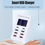 A8T 60W 8 Ports USB + QC3.0 + PD Type-C Smart Charging Station with Digital Display AC100-240V, AU Plug, A8T AU Plug