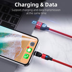 1m 3A Output 3 in 1 USB to 8 Pin + USB-C / Type-C + Micro USB 540 Degree Rotating Magnetic Data Sync Charging Cable, 1m 3 in 1
