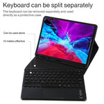 TG11BCS Detachable Bluetooth Black Keyboard Microfiber Leather Tablet Case for iPad Pro 11 inch (2020), with Backlight & Touchpad & Pen Slot & Holder, Black Keyboard