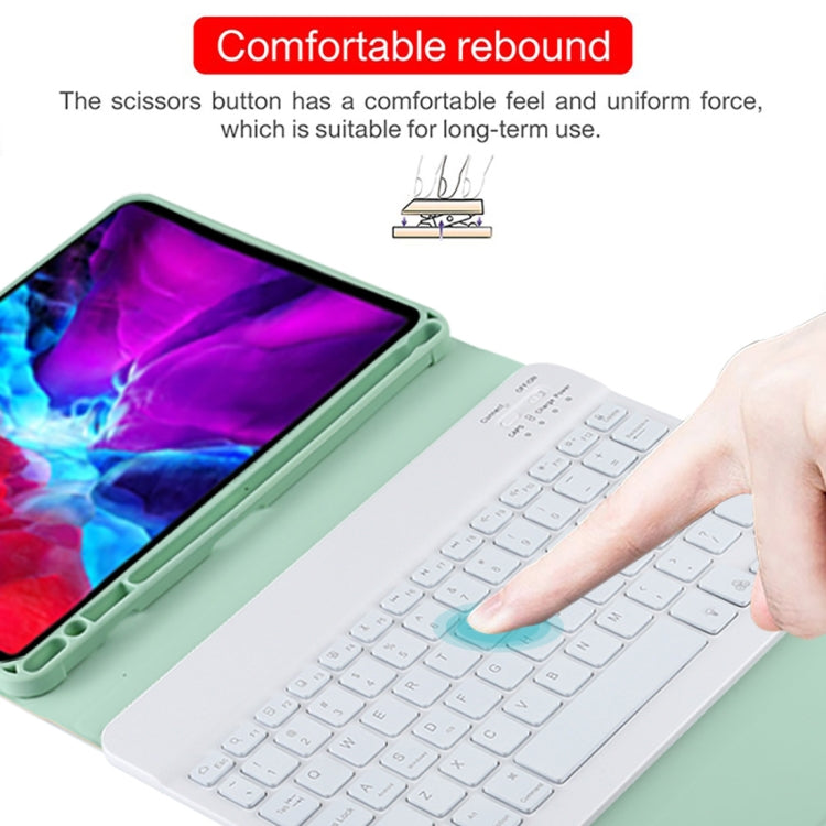 TG11BS Detachable Bluetooth White Keyboard Microfiber Leather Tablet Case for iPad Pro 11 inch (2020), with Backlight & Pen Slot & Holder, White Keyboard