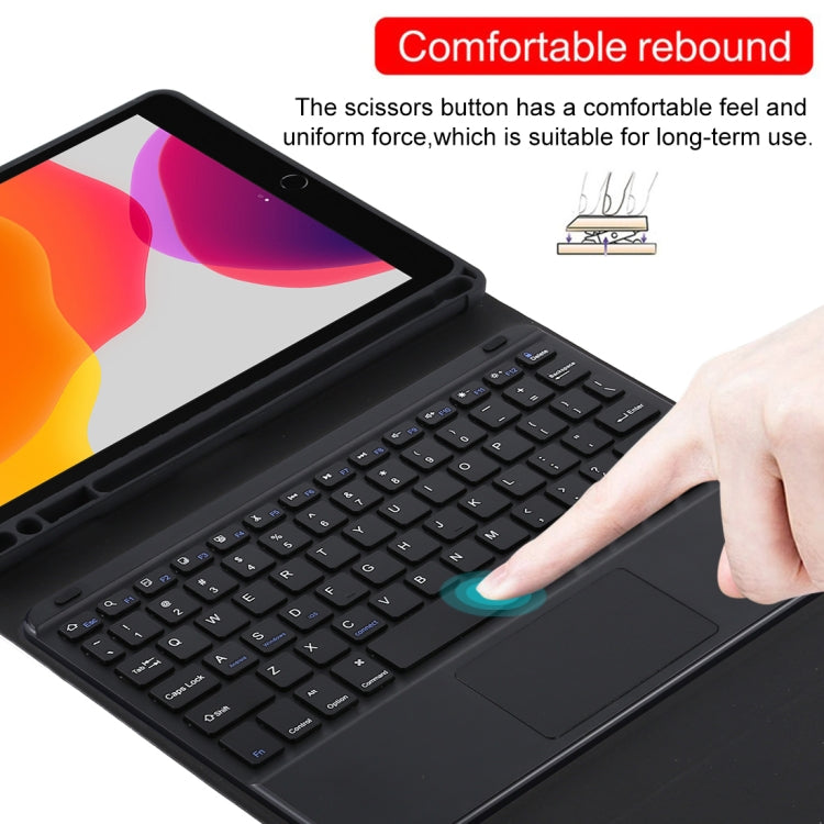 TG-102BC Detachable Bluetooth Black Keyboard + Microfiber Leather Tablet Case for iPad 10.2 inch / iPad Air (2019), with Touch Pad & Pen Slot & Holder, TG-102BC