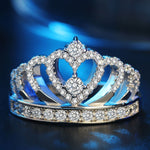 Princess Queen Crown-shaped Platinum Plated Zircon Ring, US Size: 7, Diameter: 17.3mm, Perimeter: 54.4mm, 7