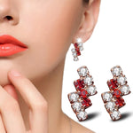 1 Pair Of 18 k Gold Irregular Geometrical Sterling Silver Crystal Stud Earring For Women, 21*9 mm, Red, Blue