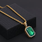 Hip Hop Mini Rhinestone Colorful Pendant Twist Gold Chain Necklace for Men, JEWE0309AA, JEWE0309AB, JEWE0309AC, JEWE0309AD