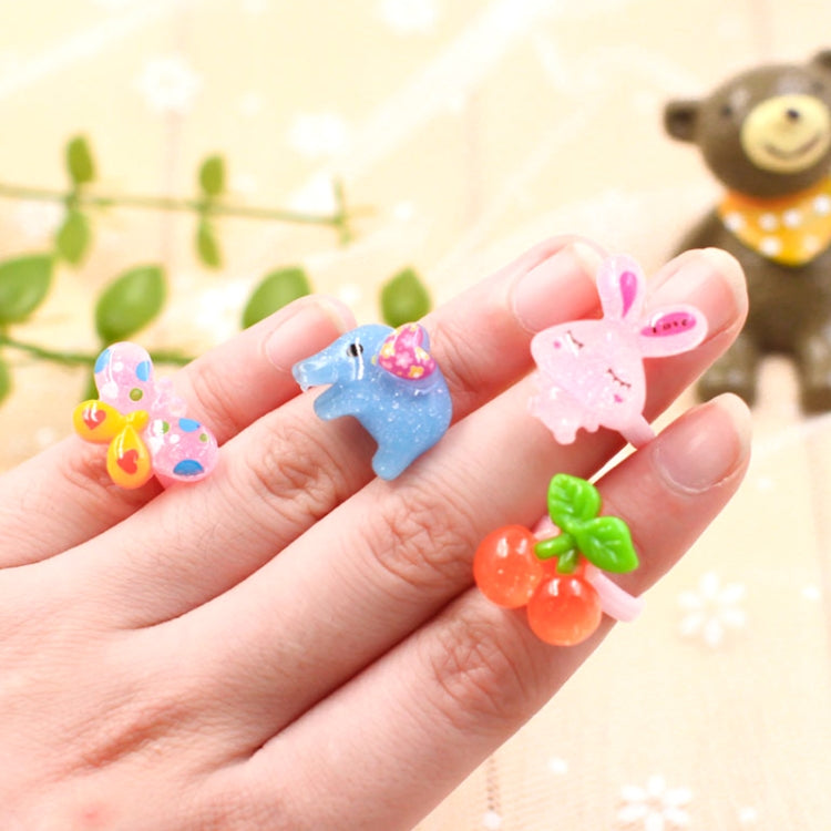 40 PCS Children Cute Cartoon Resin Flower Animal Heart Bow-knot Ring, Smooth Surface, Smooth Surface, 40 PCS