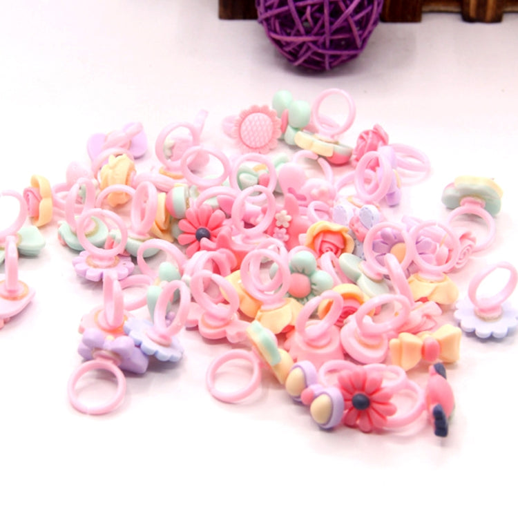 50 PCS Children Cute Cartoon Resin Flower Animal Heart Bow-knot Ring, Frosted Surface, Frosted Surface, 50 PCS