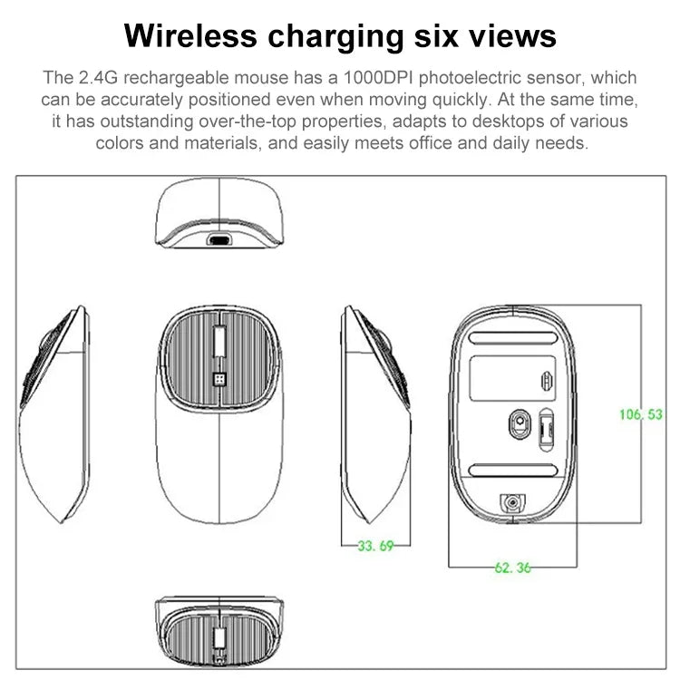 MKESPN SXS-5600 Type-C Rechargeable 2.4G Wireless Mouse