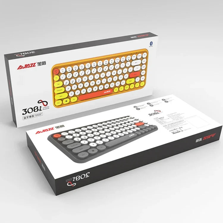 Ajazz 308I Tablet Mobile Phone Computer Household Office Wireless Keyboard, Black