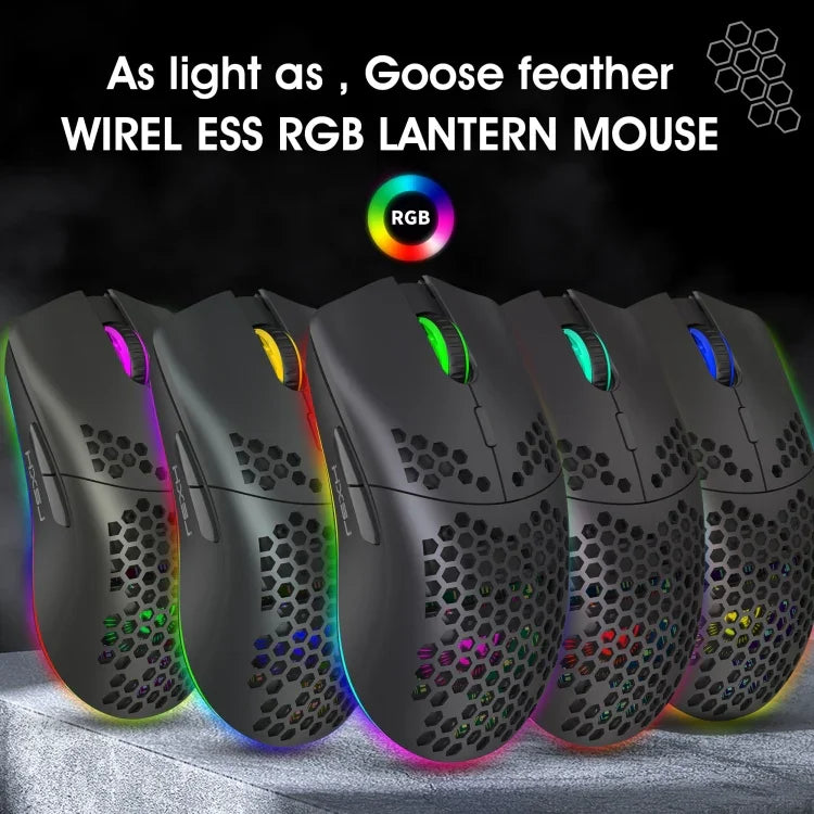 HXSJ T66 7 Keys Colorful Lighting Programmable Gaming Wireless Mouse, T66(White)