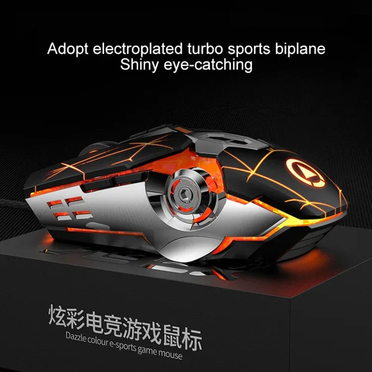 YINDIAO 3200DPI 4-modes Adjustable 7-keys RGB Light Wired Gaming Mechanical Mouse, Style: Audio Version, Style: Audio Version
