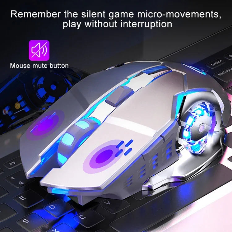YINDIAO A4 2.4GHz 1600DPI 3-modes Adjustable Rechargeable Wireless Silent Gaming Mouse (Grey Silver), Black Silver