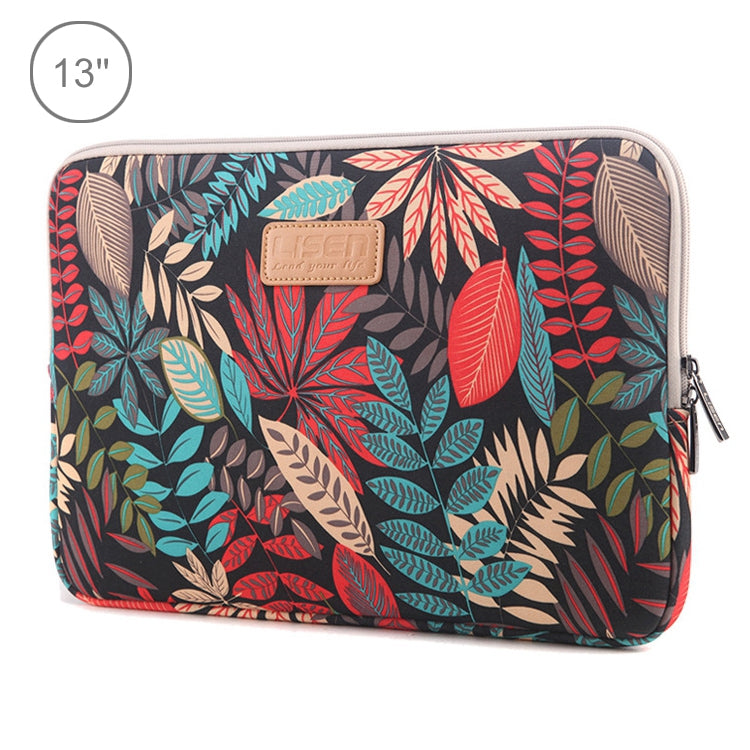 Lisen 13 inch Sleeve Case Colorful Leaves Zipper Briefcase Carrying Bag for Macbook, Samsung, Lenovo, Sony, DELL Alienware, CHUWI, ASUS, HP, 13 inch and Below Laptops, 13 inch