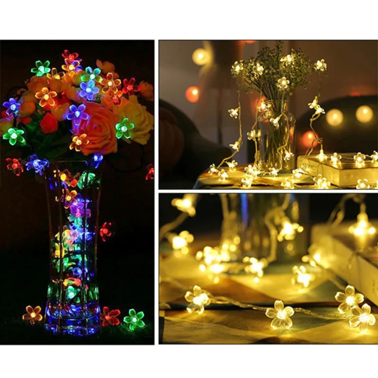 6m 40 LEDs Cherry Blossom  Holiday Decorative Light, Battery Powered, 6m Colorful Light, 6m Warm White Light
