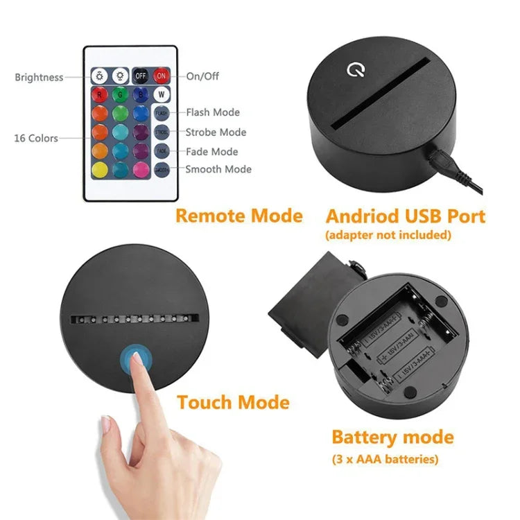 Ice Hockey Shape 3D Colorful LED Vision Light Table Lamp, Charging Touch Version, Charging Touch Version