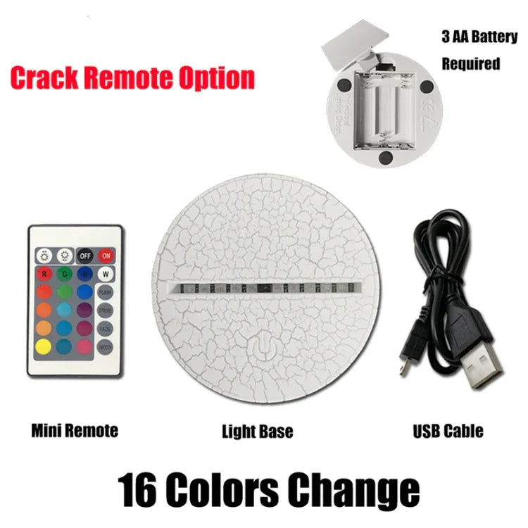 Motorcycle Shape 3D Colorful LED Vision Light Table Lamp, Crack Remote Control Version, Crack Remote Control Version