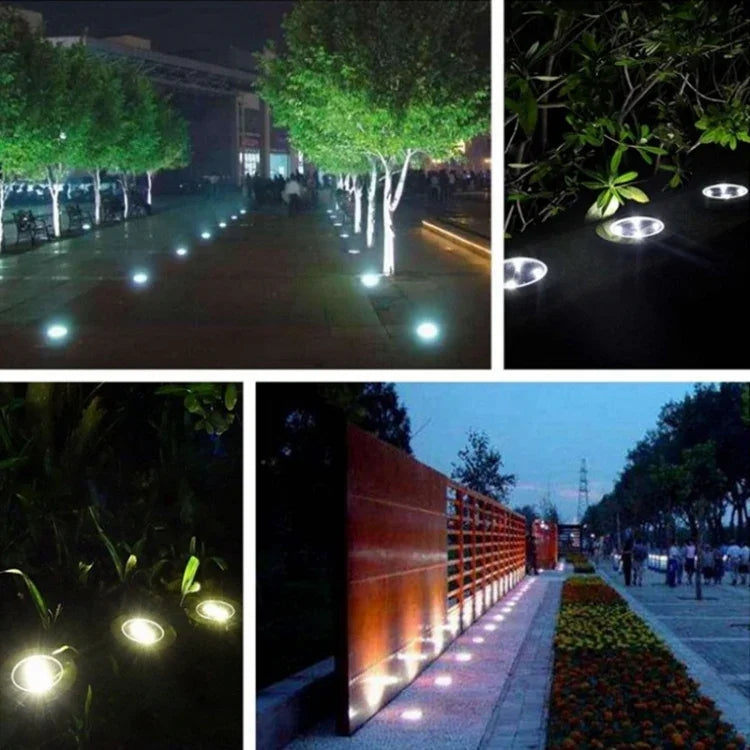2 PCS 10 LEDs Solar Powered Buried Light Under Ground Lamp IP65 Waterproof Outdoor Garden Street Light, 10 LEDs