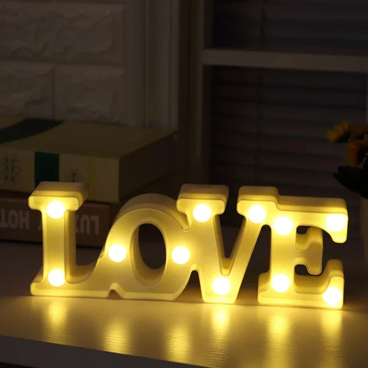 2 x AA Batteries Powered Party Festival Table Wedding Lamp Night Light, LOVE(Red), LOVE(White)
