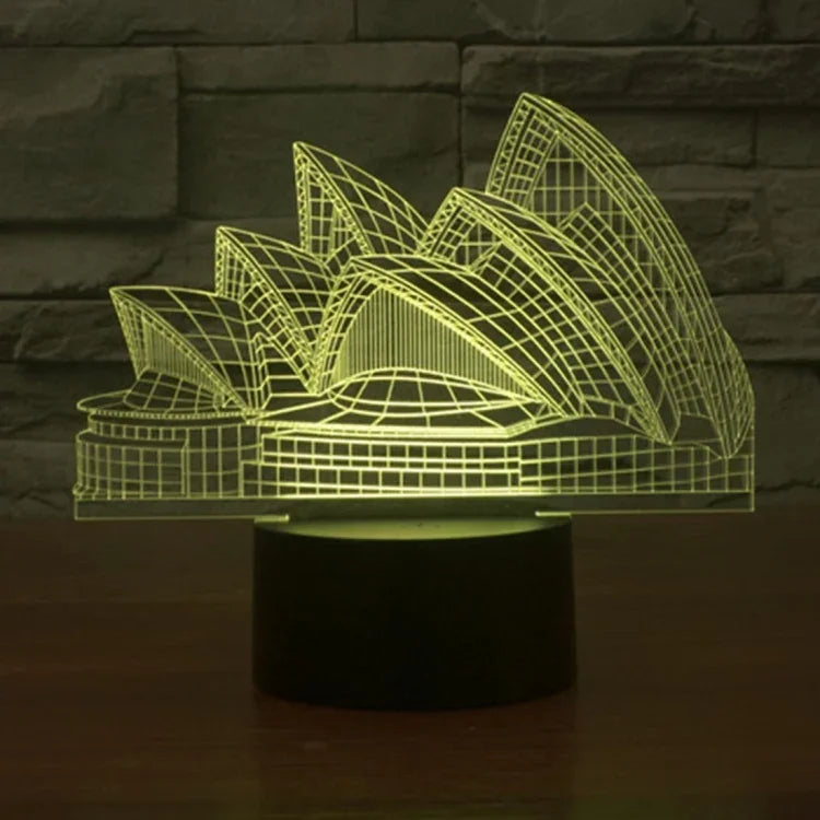7 Color Discoloration Creative Visual Stereo Lamp Desk Lamp Night Light, Sydney Opera House Style