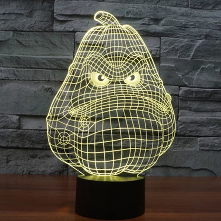 7 Color Discoloration Creative Visual Stereo Lamp Desk Lamp Night Light, White Gourd Style