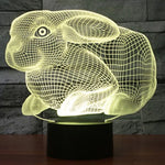 7 Colour Discoloration Creative Visual Stereo Lamp Desk Lamp Night Light, Rabbit Shape