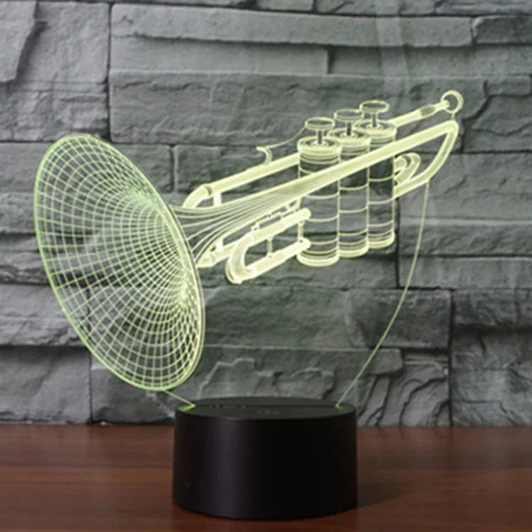 7 Colour Discoloration Creative Visual Stereo Lamp Desk Lamp Night Light, Trumpet Shape