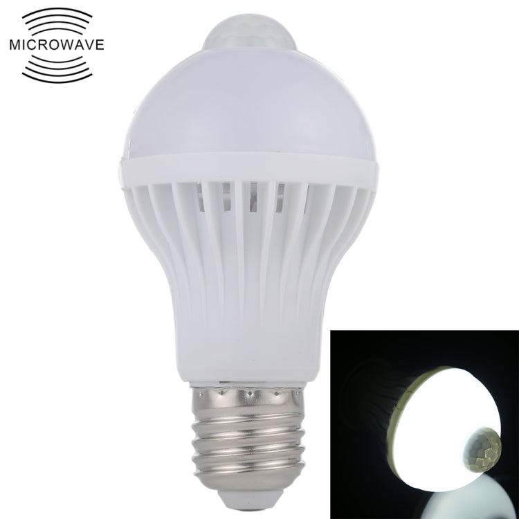 E27 5W 12 LEDs SMD 5730 300LM Infrared Motion Sensor LED Light Bulb, Sensor Distance: 4-6m, AC 220V, E27 5W Warm White, E27 5W White Light