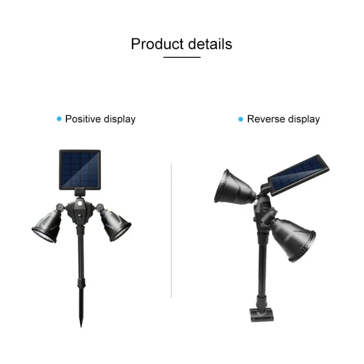 Solar Powered Robot LED Spotlight Double-headed Smart Sensor Light for Outdoor Lawn