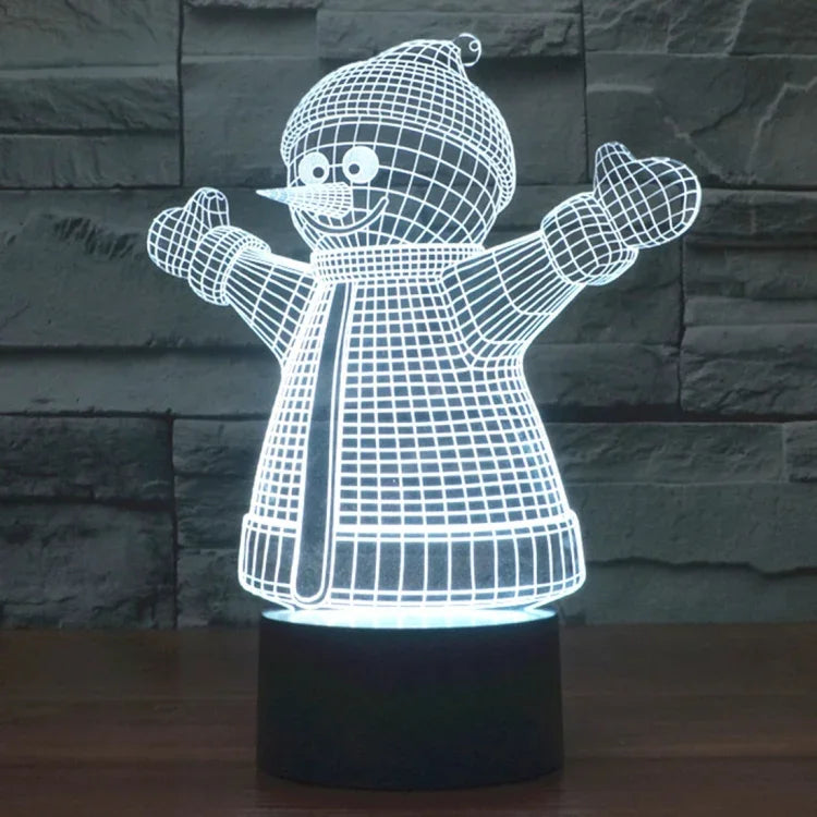 7 Color Discoloration Creative Visual Stereo Lamp Desk Lamp Night Light, 2923 Snowman Style