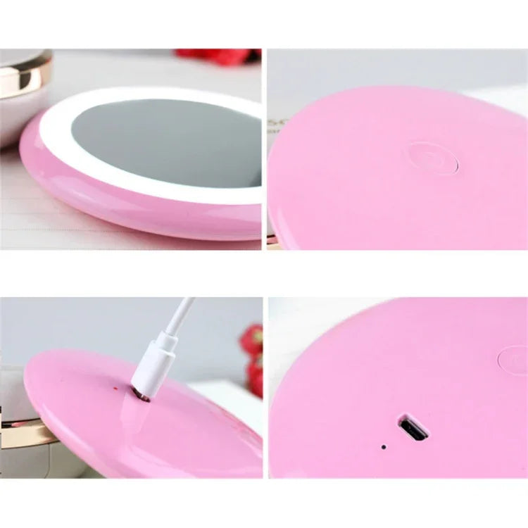 OneFire 1W 10 LEDs Multi-function Rechargeable Donut Shaped Makeup Mirror LED Desk Lamp Night Light, DC 5V, 1W Pink