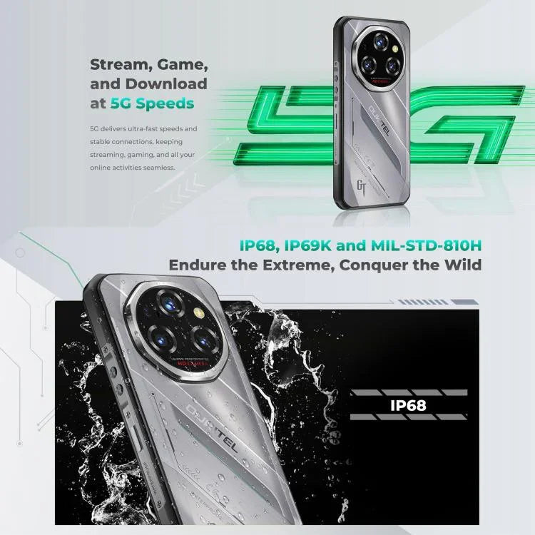 Oukitel WP62 Rugged Phone, 12GB+512GB, 108MP Camera, Fingerprint Identification, 6.6 inch Android 15 MediaTek Dimensity 7025 Octa Core, NFC, OTG, Network: 5G, 12GB+512GB