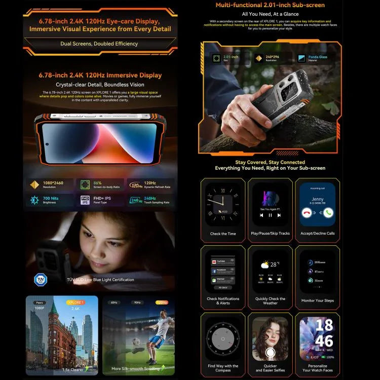 Blackview XPLORE 1, 12GB+256GB, 6.78 inch Android 15 Dimensity 7050 MT8791V/HZA Octa Core, Network: 5G, OTG, NFC, XPLORE 1 12GB+256GB