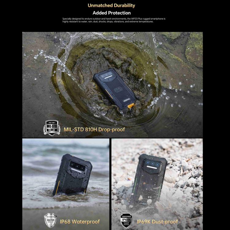 Oukitel WP23 Plus Rugged Phone, 4GB+128GB, 6.52 inch Android 14.0Unisoc T606 Octa-core, NFC, OTG, Network: 4G, WP23 Plus 4GB+128GB