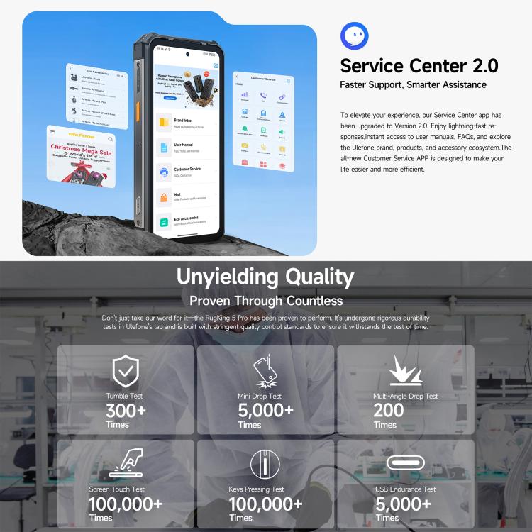 Ulefone RugKing 5 Pro Rugged Phone, Side Fingerprint, 20000mAh Battery, 6.78 inch Android 16 Unisoc T7250 Octa Core, Network: 4G, NFC, OTG, RugKing 5 Pro, 8GB+256GB