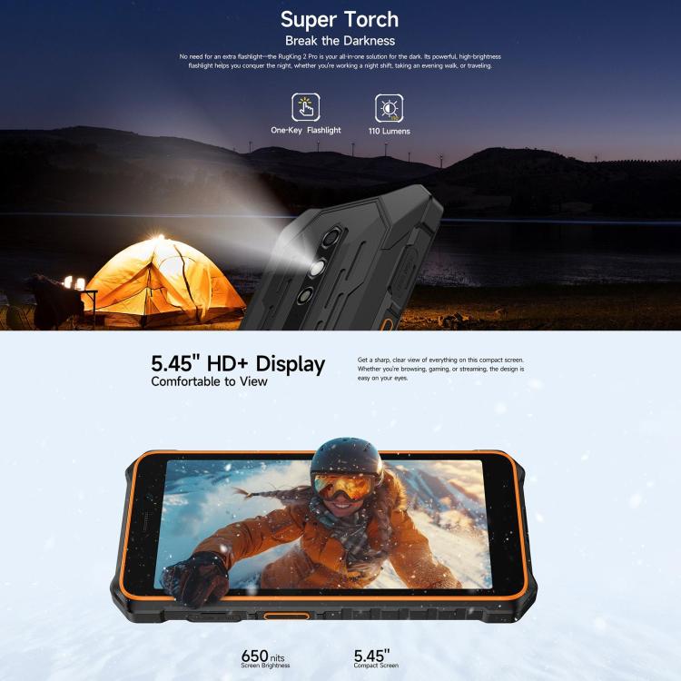 Ulefone RugKing 2 Pro, 4GB+64GB, IP68/IP69K Rugged Phone, 5.45 inch Android 16 Unisoc T7250 Octa Core, Network: 4G, NFC, OTG, RugKing 2 Pro, 4GB+64GB