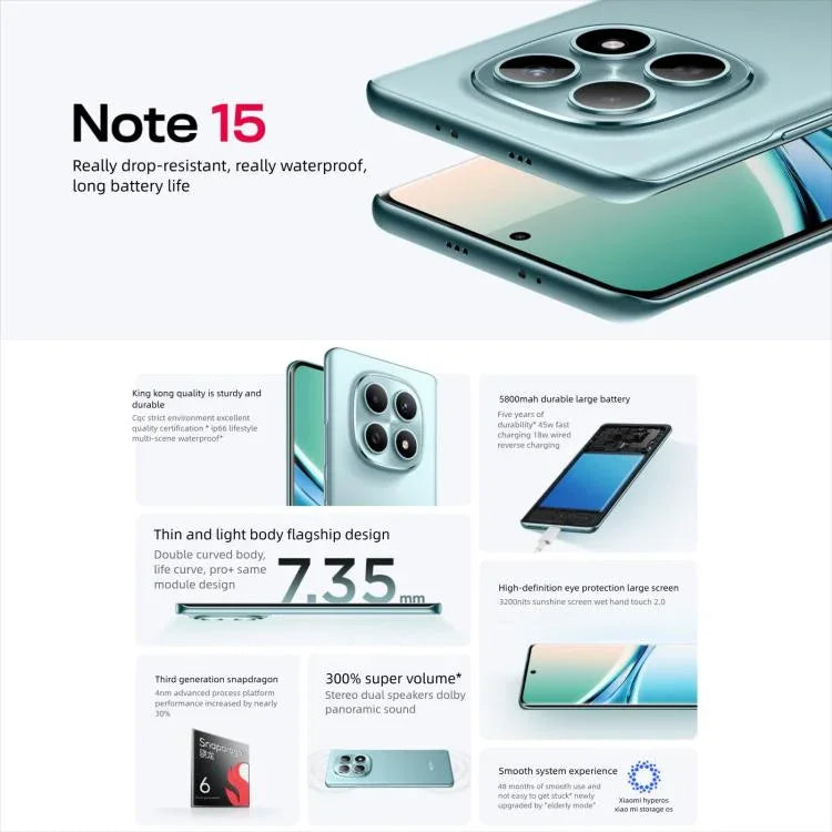 Xiaomi Redmi Note 15 5G, 8GB+128GB, 6.77 inch Xiaomi HyperOS 2 Snapdragon 6 Gen 3 Octa Core, Network: 5G, 8GB+128GB