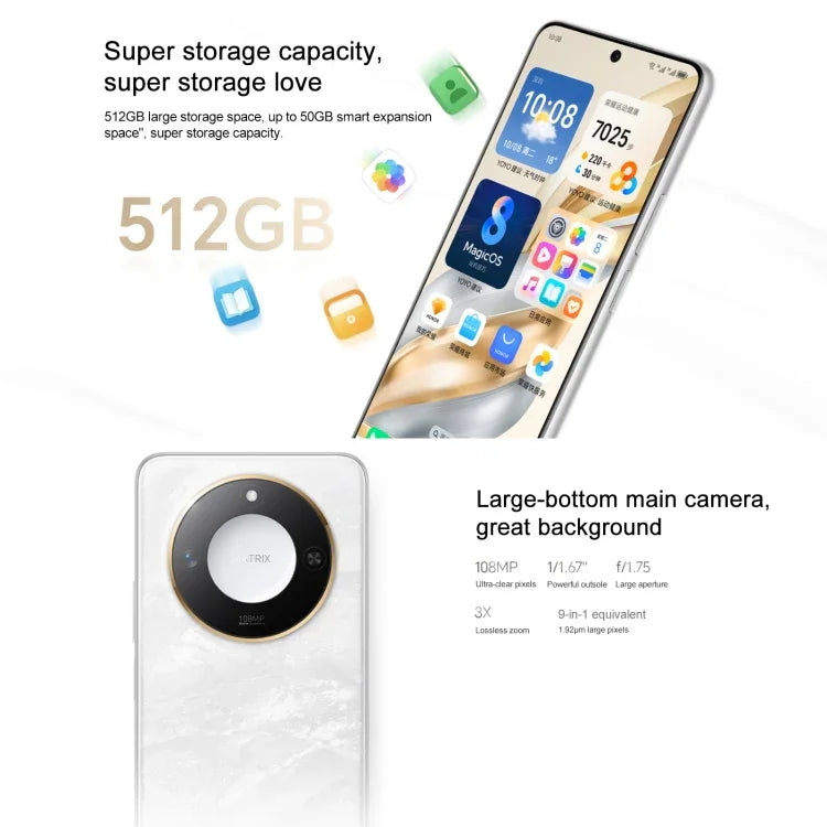 Honor X60, 12GB+512GB, Side Fingerprint, 6.8 inch MagicOS 8.0 Dimensity 7025-Ultra Octa Core, Network: 5G, OTG, Not Support Google Play, 12GB+512GB