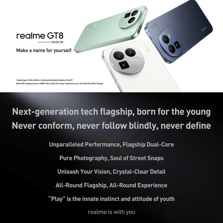 Realme GT8, 16GB+1TB, 6.79 inch Realme UI 7.0 Android 16 Snapdragon 8 Elite Octa Core, NFC, OTG, Network: 5G, 16GB+1TB, Realme GT8, 16GB+1TB