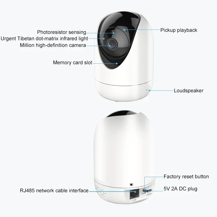 YT47 HD Wireless Indoor Network Shaking Head Camera, Support Motion Detection & Infrared Night Vision & Micro SD Card, AU Plug, YT47