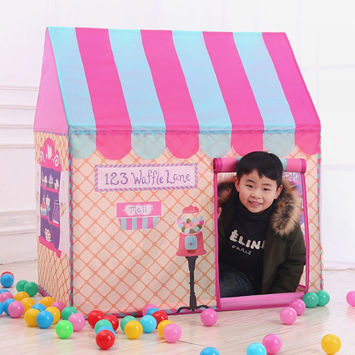 Household Children Printing Play Tent Small Game House with 50 Ocean Balls & Mat, with 50 Ocean Balls & Mat (Black White), with 50 Ocean Balls & Mat (Pink), with 50 Ocean Balls & Mat (Green), with 50 Ocean Balls & Mat (Light Pink)