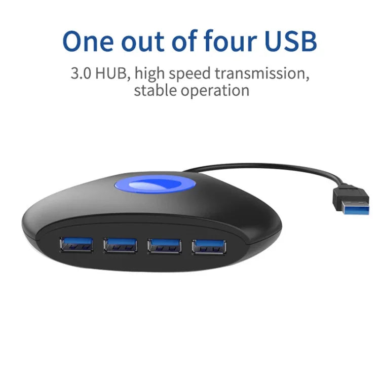 KJH P5-015 4 in 1 Hub Converter USB 3.0 Blue Light Expansion Adapter Splitter Charger Connector Splitter For PS5 / Xbox Series X, KJH P5-015