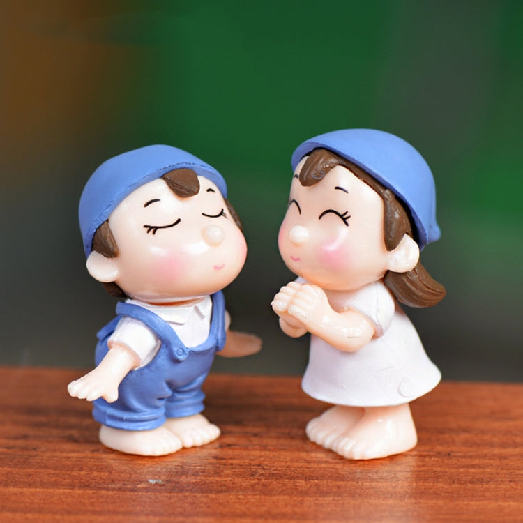 Lovers Smile Garden Dollhouse Decoration Moss Micro Landscape PVC Ornaments, Lovers Smile Blue
